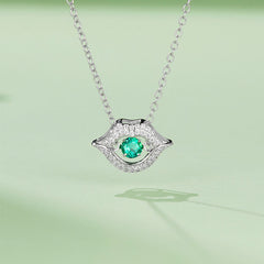 Zircon Mouth with Round Green Zircon Necklace