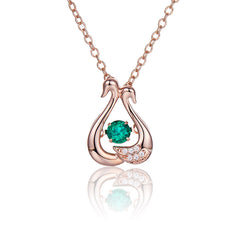 Round Green Zircon Little Swans Necklace