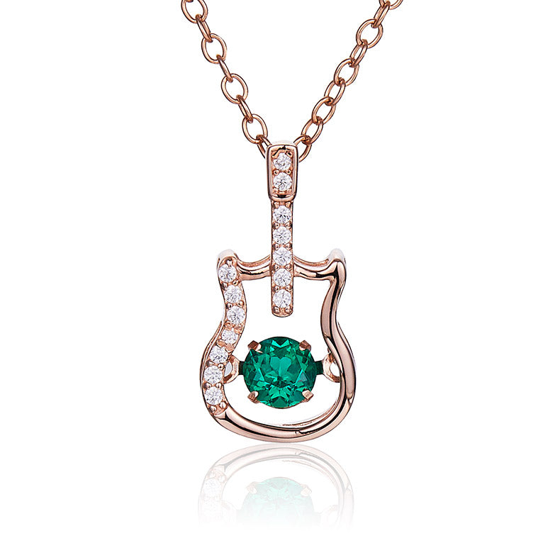 Round Green Zircon Guitar Necklace