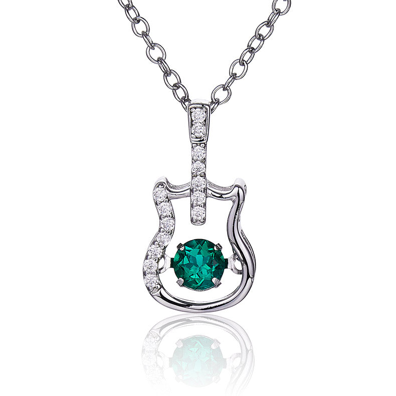 Guitar with Round Green Zircon Necklace