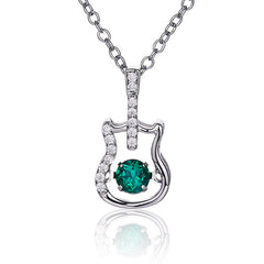 Guitar with Round Green Zircon Necklace