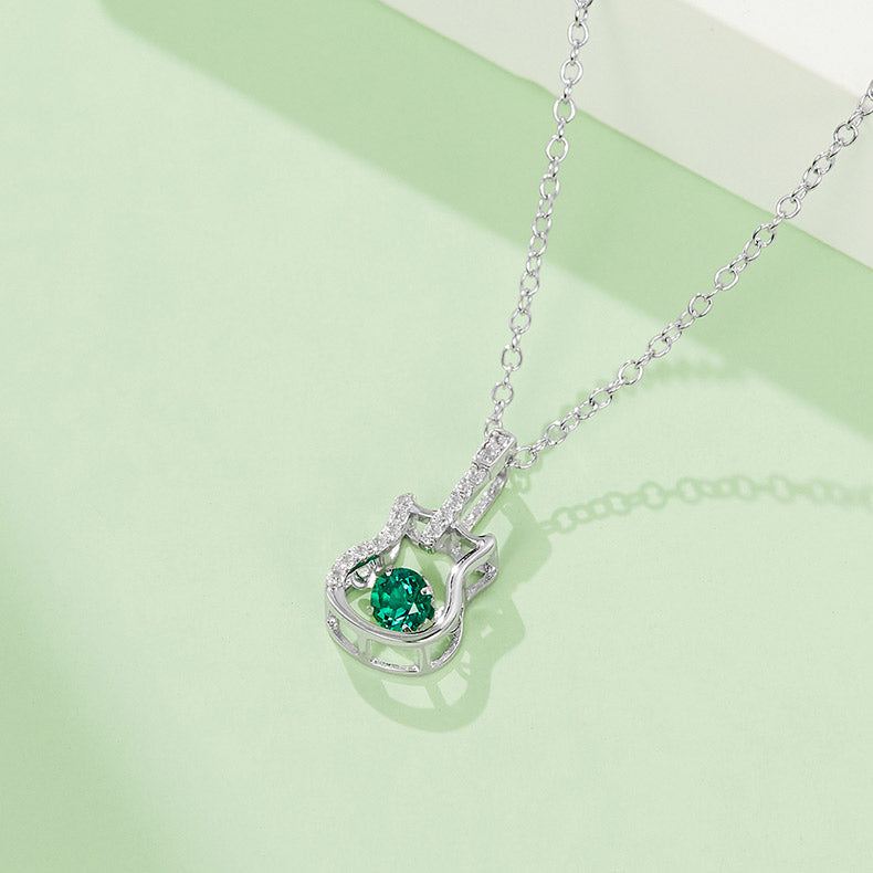 Guitar with Round Green Zircon Necklace