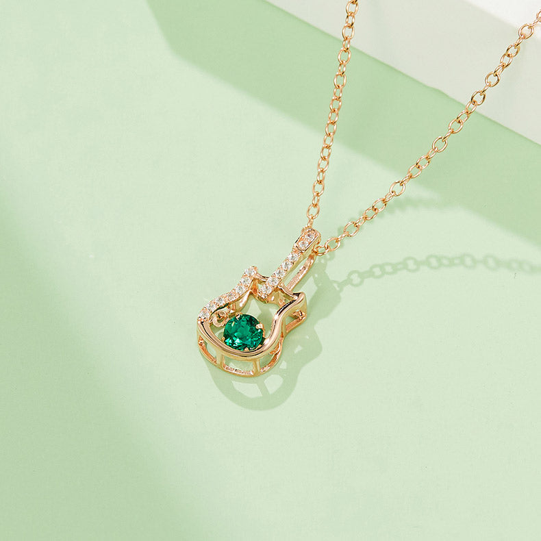 Round Green Zircon Guitar Necklace