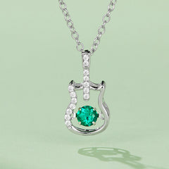 Guitar with Round Green Zircon Necklace