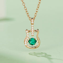 Round Green Zircon Guitar Necklace