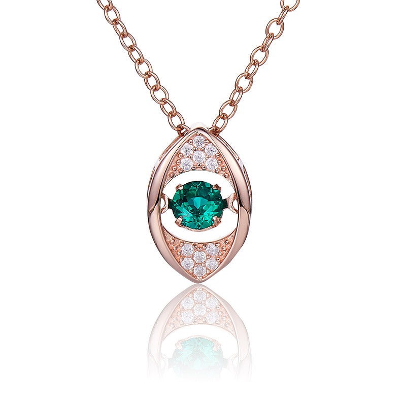 Round Green Zircon Eye Shape Necklace