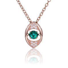 Round Green Zircon Eye Shape Necklace