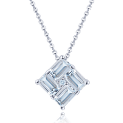 Aquamarine Stone Square Necklace for Women