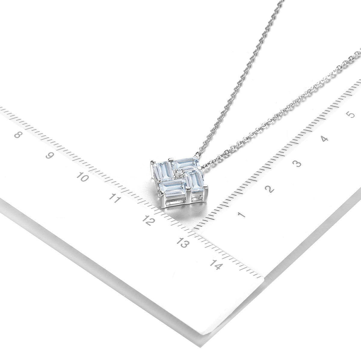 Aquamarine Stone Square Necklace for Women