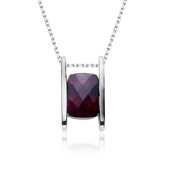 Rectangle Garnet H-shape Necklace