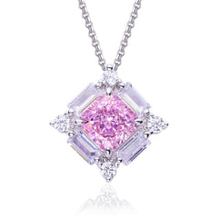 3.5Carat Square Pink Zircon Necklace