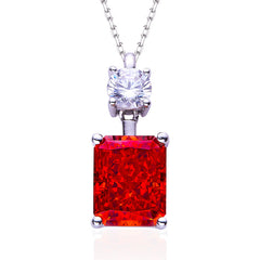 3.0 Carat Rectangle Red Zircon Necklace