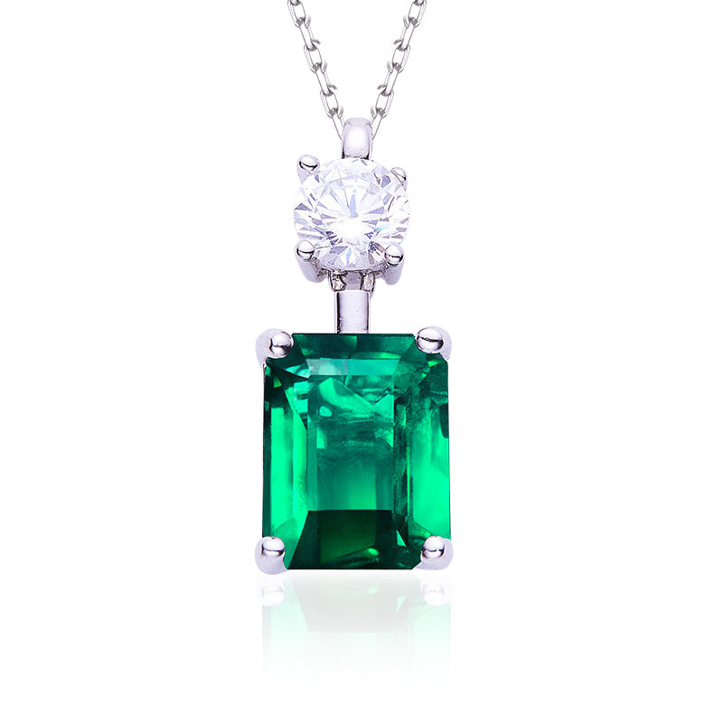 3.0 Carat Rectangle Green Zircon Necklace