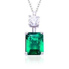 3.0 Carat Rectangle Green Zircon Necklace