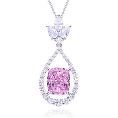 13.1Carat Cushion Cut Pink Zircon Water Drop Necklace