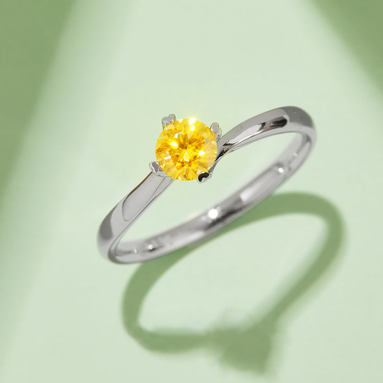 0.5 Carat Round Cut Moissanite Engagement Ring