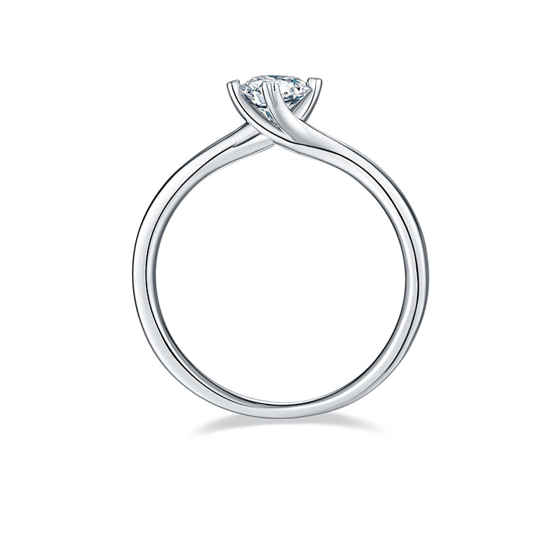 0.5 Carat Round Cut Moissanite Engagement Ring