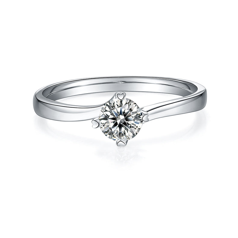 0.5 Carat Round Cut Moissanite Engagement Ring