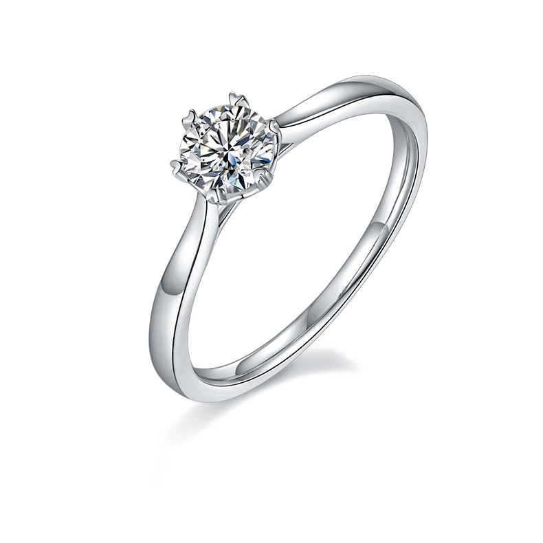 Six Heart Prongs 0.5Carat Round Moissanite Engagement Ring