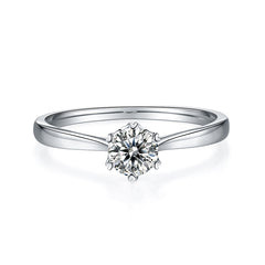 Six Heart Prongs 0.5Carat Round Moissanite Engagement Ring