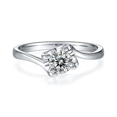 Twist Arm Ox-head Prongs 0.5 Carat Moissanite Engagement Ring