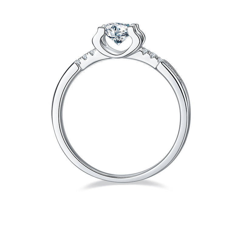 Ox Head Prongs 0.5 Carat Moissanite Engagement Ring