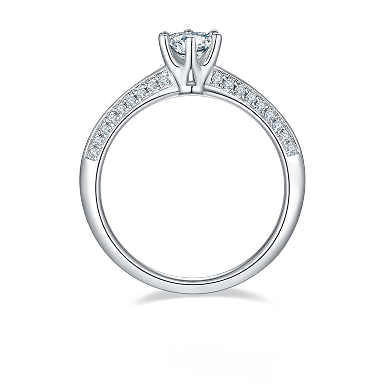 Cathedral 0.5Carat Round Moissanite Engagement Ring