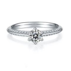 Cathedral 0.5Carat Round Moissanite Engagement Ring