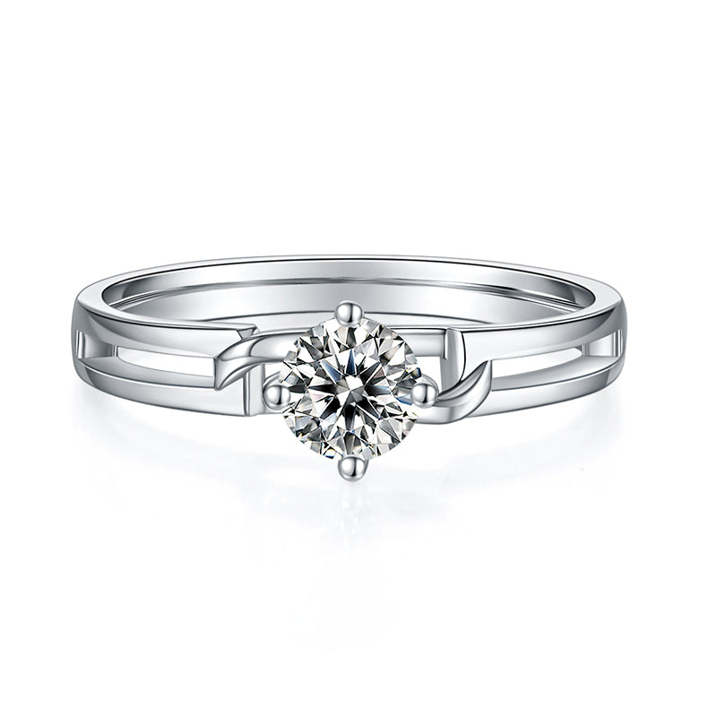 0.5Carat Round Moissanite Hollow Engagement Ring