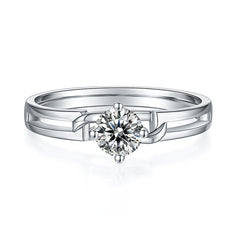 0.5Carat Round Moissanite Hollow Engagement Ring