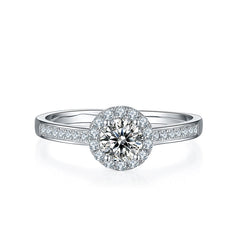 Halo 0.5Carat Moissanite Cathedral Engagement Ring