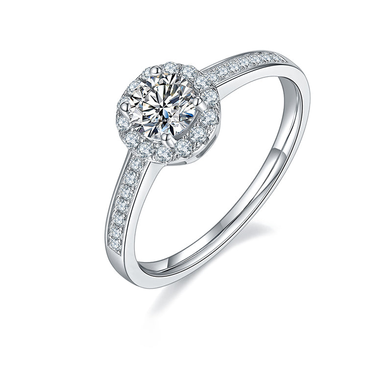 Halo 0.5Carat Moissanite Cathedral Engagement Ring