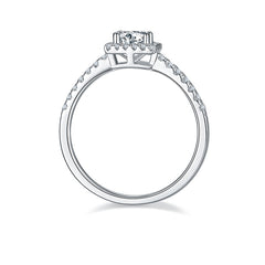 Square Halo 0.5Carat Round Moissanite Engagement Ring