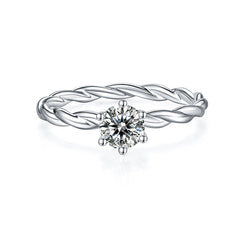 Twist Arm 0.5Carat Round Moissanite Engagement Ring