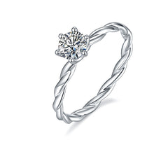 Twist Arm 0.5Carat Round Moissanite Engagement Ring