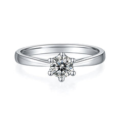 6 Prongs 0.5Carat Round Moissanite Engagement Ring