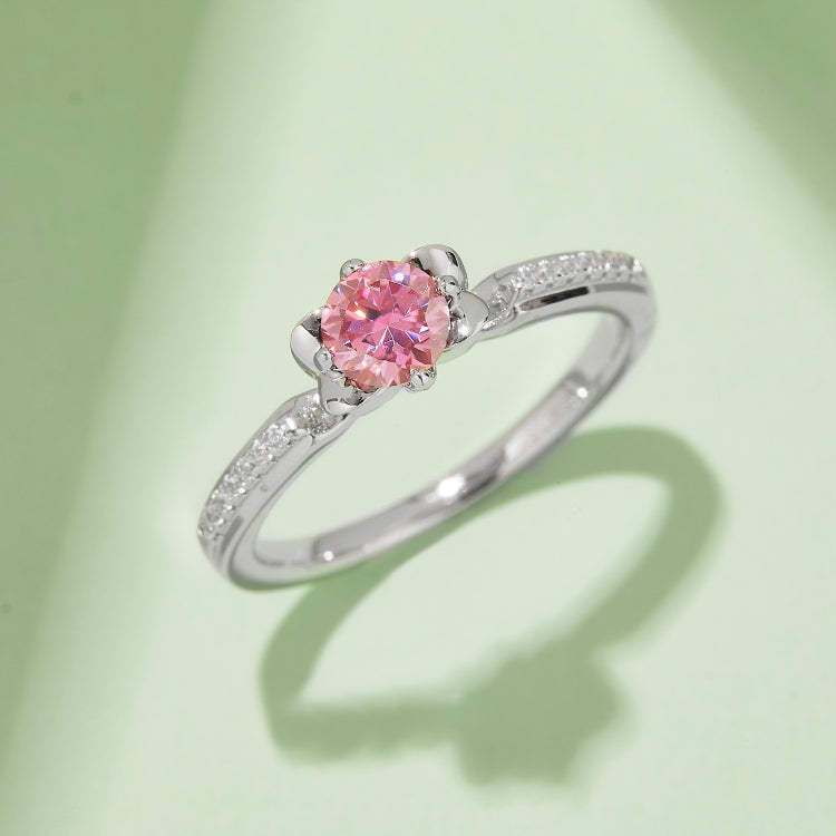 0.5Carat Round Moissanite Flower Engagement Ring