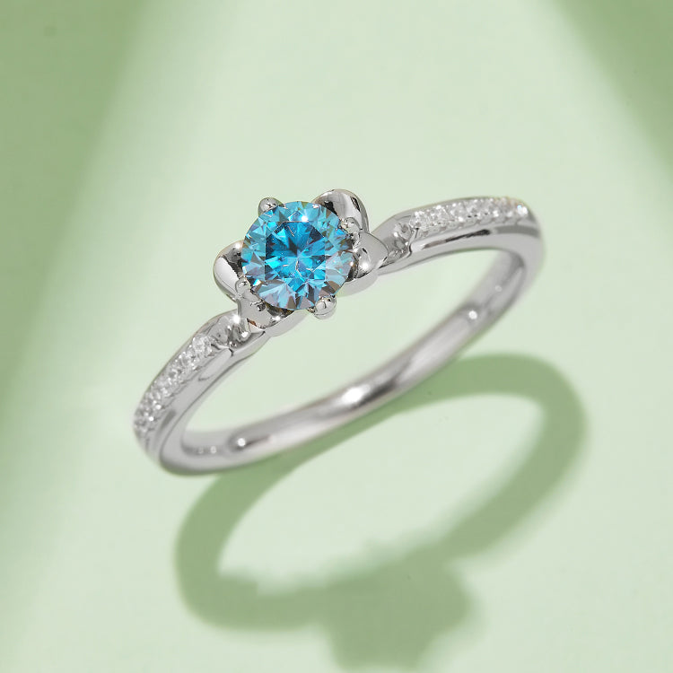 0.5Carat Round Moissanite Flower Engagement Ring