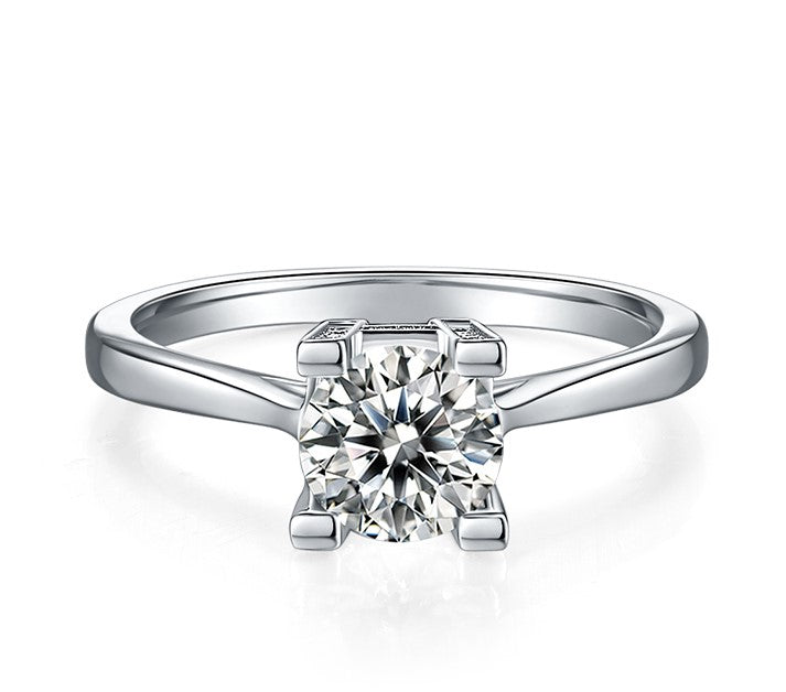 HW Prong 1.0Carat Round Moissanite Engagement Ring