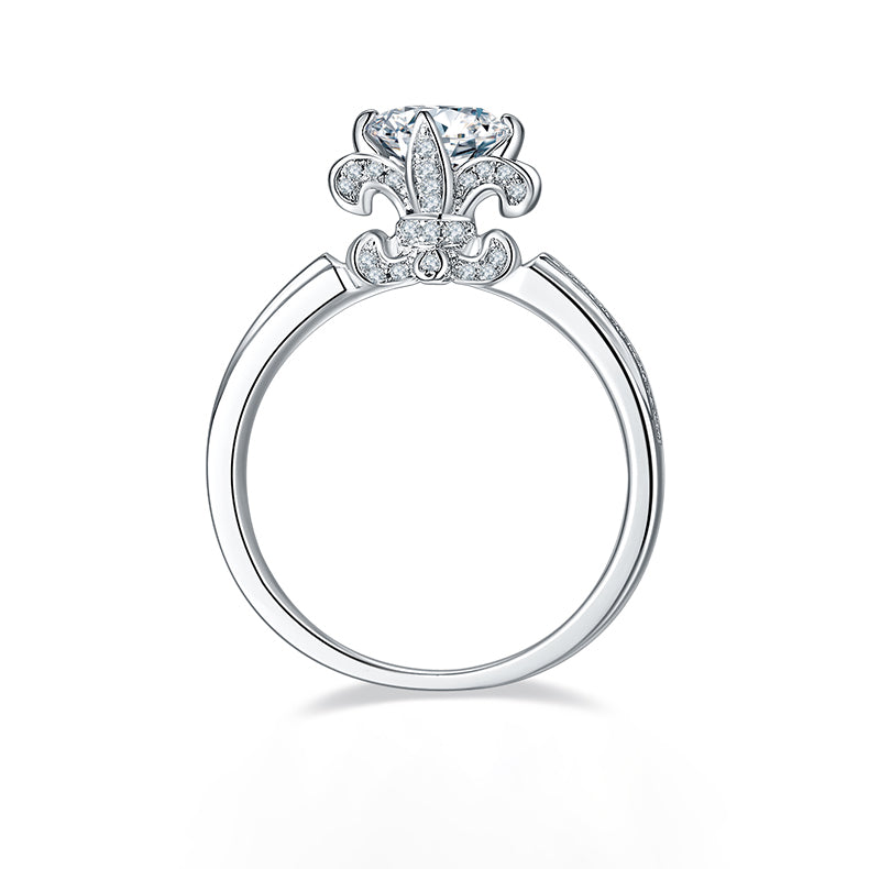 Cathedral 1.0Carat Moissanite Flower Ring