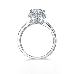 Cathedral 1.0Carat Moissanite Flower Ring