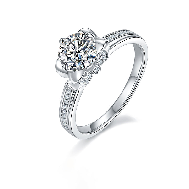 Cathedral 1.0Carat Moissanite Flower Ring