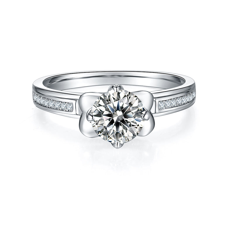 Cathedral 1.0Carat Moissanite Flower Ring