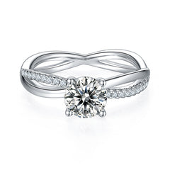 1.0Carat Round Moissanite Interlaced X Engagement Ring