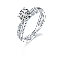 1.0Carat Round Moissanite Interlaced X Engagement Ring