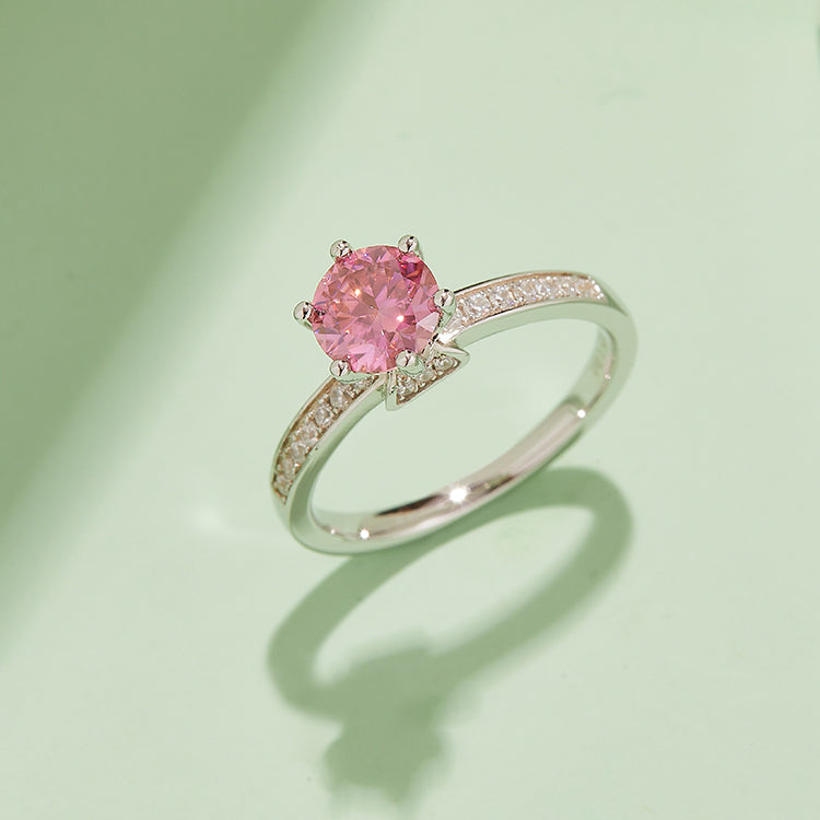 1.0Carat Moissanite Cathedral Triangle Engagement Ring