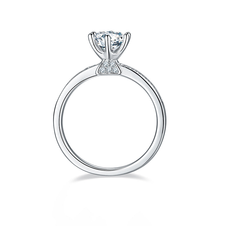 1.0Carat Moissanite Cathedral Triangle Engagement Ring