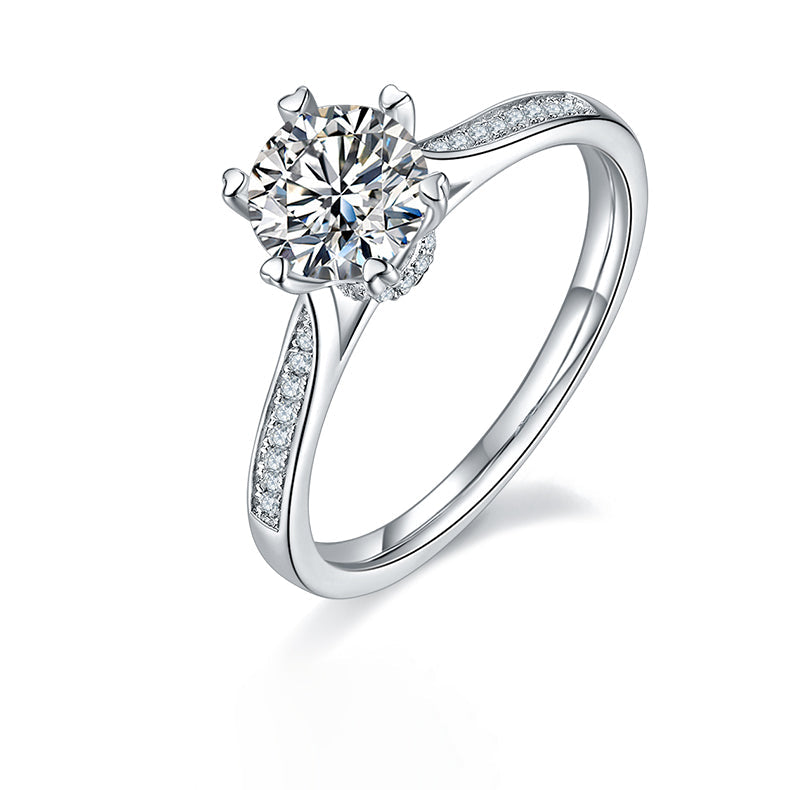 Cathedral Heart Shape Prongs 1.0Carat Moissanite Ring