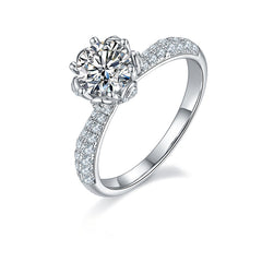 Cathedral Flower Prongs 1.0Carat Round Moissanite Ring