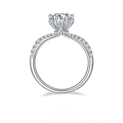 Cathedral Flower Prongs 1.0Carat Round Moissanite Ring